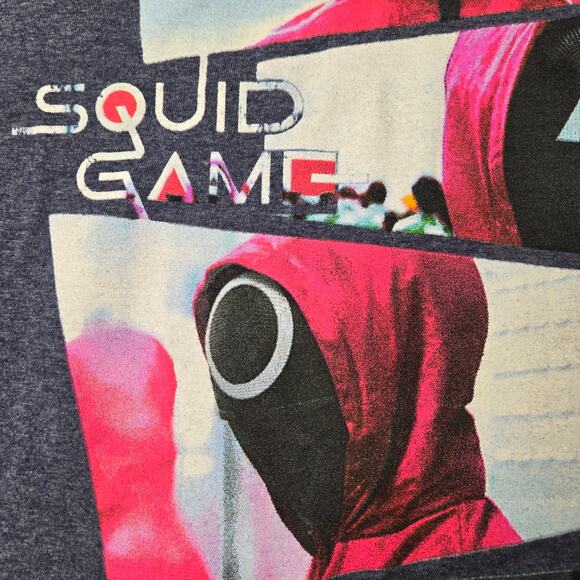 Netflix Squid Game Graphic T-shirt Masked Markers Hierarchy sz Med Heather Blue - Picture 7 of 8